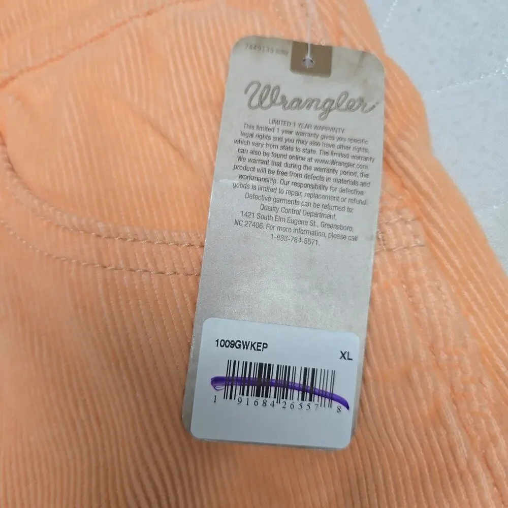 NWT Wrangler Corduroy Overall Dress Girls XL Coral Peach Jumper Western Cowgirl